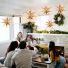 SUNBEAUTY 3 Pcs 9-Pointed White Paper Star Lanterns 12 Inch Hanging Lampshade Wedding Birthday Christmas Home Party Decoration(Rustic)