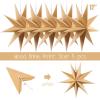 SUNBEAUTY 3 Pcs 9-Pointed White Paper Star Lanterns 12 Inch Hanging Lampshade Wedding Birthday Christmas Home Party Decoration(Rustic)