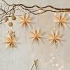SUNBEAUTY 3 Pcs 9-Pointed White Paper Star Lanterns 12 Inch Hanging Lampshade Wedding Birthday Christmas Home Party Decoration(Rustic)