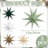 SUNBEAUTY 3 Pcs 9-Pointed White Paper Star Lanterns 12 Inch Hanging Lampshade Wedding Birthday Christmas Home Party Decoration(Sage Green)