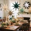 SUNBEAUTY 3 Pcs 9-Pointed White Paper Star Lanterns 12 Inch Hanging Lampshade Wedding Birthday Christmas Home Party Decoration(Sage Green)