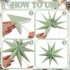 SUNBEAUTY 3 Pcs 9-Pointed White Paper Star Lanterns 12 Inch Hanging Lampshade Wedding Birthday Christmas Home Party Decoration(Sage Green)