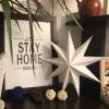 SUNBEAUTY 3 Pcs 9-Pointed White Paper Star Lanterns 12 Inch Hanging Lampshade Wedding Birthday Christmas Home Party Decoration(White)