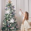 SUNBEAUTY 3 Pcs 9-Pointed White Paper Star Lanterns 12 Inch Hanging Lampshade Wedding Birthday Christmas Home Party Decoration(White)