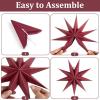 SUNBEAUTY 3 Pcs 9-Pointed White Paper Star Lanterns 12 Inch Hanging Lampshade Wedding Birthday Christmas Home Party Decoration(White Brown Red)