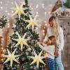 SUNBEAUTY 3 Pcs 9-Pointed White Paper Star Lanterns 12 Inch Hanging Lampshade Wedding Birthday Christmas Home Party Decoration(White Hollow)