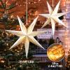 SUNBEAUTY 3 Pcs 9-Pointed White Paper Star Lanterns 12 Inch Hanging Lampshade Wedding Birthday Christmas Home Party Decoration(White Hollow)