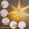 SUNBEAUTY 3 Pcs 9-Pointed White Paper Star Lanterns 12 Inch Hanging Lampshade Wedding Birthday Christmas Home Party Decoration(White Hollow)