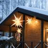 SUNBEAUTY 3 Pcs 9-Pointed White Paper Star Lanterns 12 Inch Hanging Lampshade Wedding Birthday Christmas Home Party Decoration(White Waterproof)