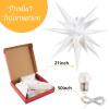 SUNBEAUTY 3 Pcs 9-Pointed White Paper Star Lanterns 12 Inch Hanging Lampshade Wedding Birthday Christmas Home Party Decoration(White Waterproof)