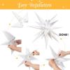SUNBEAUTY 3 Pcs 9-Pointed White Paper Star Lanterns 12 Inch Hanging Lampshade Wedding Birthday Christmas Home Party Decoration(White Waterproof)