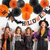SUNBEAUTY Halloween Decoration Kit Party Banner Paper Fans Lanterns Honeycomb Balls for Halloween Party Birthday Event Decorations Black Orange 13Pieces
