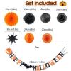 SUNBEAUTY Halloween Decoration Kit Party Banner Paper Fans Lanterns Honeycomb Balls for Halloween Party Birthday Event Decorations Black Orange 13Pieces