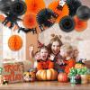 SUNBEAUTY Halloween Decoration Kit Party Banner Paper Fans Lanterns Honeycomb Balls for Halloween Party Birthday Event Decorations Black Orange 13Pieces