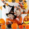 SUNBEAUTY Halloween Party Hanging Decorations Orange Black White Paper Lanterns Paper Pom Poms Balls for Halloween Wedding Birthday Bridal Baby Shower Graduation Decoration 15Pcs