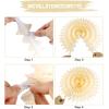 SUNBEAUTY Teal & Gold Party Decorations – Paper Fans, Tissue Pom Poms, Happy Birthday Banner for Baby Showers & Women’s 30th/40th Birthdays(3 Pompoms Decoration)