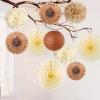SUNBEAUTY Teal & Gold Party Decorations – Paper Fans, Tissue Pom Poms, Happy Birthday Banner for Baby Showers & Women’s 30th/40th Birthdays(3 Pompoms Decoration)