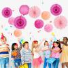 SUNBEAUTY Teal & Gold Party Decorations – Paper Fans, Tissue Pom Poms, Happy Birthday Banner for Baby Showers & Women’s 30th/40th Birthdays(Hot Pink)