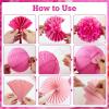 SUNBEAUTY Teal & Gold Party Decorations – Paper Fans, Tissue Pom Poms, Happy Birthday Banner for Baby Showers & Women’s 30th/40th Birthdays(Hot Pink)