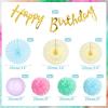 SUNBEAUTY Teal & Gold Party Decorations – Paper Fans, Tissue Pom Poms, Happy Birthday Banner for Baby Showers & Women’s 30th/40th Birthdays(Pastel)