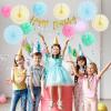 SUNBEAUTY Teal & Gold Party Decorations – Paper Fans, Tissue Pom Poms, Happy Birthday Banner for Baby Showers & Women’s 30th/40th Birthdays(Pastel)