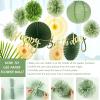SUNBEAUTY Teal & Gold Party Decorations – Paper Fans, Tissue Pom Poms, Happy Birthday Banner for Baby Showers & Women’s 30th/40th Birthdays(Sage Green)