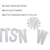 SUNBEAUTY Winter Wonderland Banners Silver Glittery Snowflake Banner Let It Snow Sign Banner Snowflake Christmas Hanging Decor for Holiday Wall Decor Winter Baby Shower Christmas Frozen Party Supplies(Silver Blue)