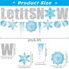 SUNBEAUTY Winter Wonderland Banners Silver Glittery Snowflake Banner Let It Snow Sign Banner Snowflake Christmas Hanging Decor for Holiday Wall Decor Winter Baby Shower Christmas Frozen Party Supplies(Snow Sliver  Blue)