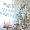 SUNBEAUTY Winter Wonderland Banners Silver Glittery Snowflake Banner Let It Snow Sign Banner Snowflake Christmas Hanging Decor for Holiday Wall Decor Winter Baby Shower Christmas Frozen Party Supplies(Winter Wonderland)