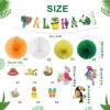 Summer Hawaiian Party Decoration Parrot Honeycomb Hanging Paper Fans Pineapple Aloha Banner for Hawaiian Luau Beach Birthday Wedding Party Supplies SUNBEAUTY