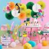 Summer Hawaiian Party Decoration Parrot Honeycomb Hanging Paper Fans Pineapple Aloha Banner for Hawaiian Luau Beach Birthday Wedding Party Supplies SUNBEAUTY