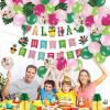 Tropical Balloons Garland Kit Summer Birthday Party Supplies Aloha Birthday Banner Summer Cupcake Toppers Pineapple Honeycomb Balls for Hawaiian Beach Pool Luau Birthday Party Supplies SUNBEAUTY