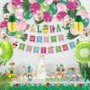 Tropical Balloons Garland Kit Summer Birthday Party Supplies Aloha Birthday Banner Summer Cupcake Toppers Pineapple Honeycomb Balls for Hawaiian Beach Pool Luau Birthday Party Supplies SUNBEAUTY