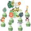 26PCS Jungle Safari Animal Cake Toppers Safari Party Decoration for Zoo Animal Theme Party Safari Jungle Theme Party Baby Shower Birthday Party Decor SUNBEAUTY