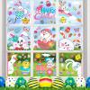 Easter Window Stickers Easter Decorations for The Home Spring Window Clings 91 PCS/9 Sheets Bunny Eggs Happy Easter Window Clings for Glass Spring Decals for Windows Door Kitchen Bathroom