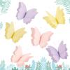 Party Butterfly Decorations, Black 3D Butterfly Birthday Decoration, 4 Pcs Crepe Paper Hanging Decor for Room, School, Black Theme, Flower Party for Garden, Dining Table Decor(Purple Pink Yellow 6)