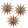SUNBEAUTY 3 Pcs 12-Pointed Paper Star Brown Grey White Lanterns 12 Inch Christmas Hanging Lamp Shade Wedding Birthday Christmas Home Party Decorations(Brown Log)