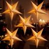 SUNBEAUTY 3 Pcs 12-Pointed Paper Star Brown Grey White Lanterns 12 Inch Christmas Hanging Lamp Shade Wedding Birthday Christmas Home Party Decorations(Hollow White Stars – 5)