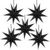 SUNBEAUTY 3 Pcs 9-Pointed White Paper Star Lanterns 12 Inch Hanging Lampshade Wedding Birthday Christmas Home Party Decoration(Black)