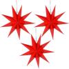 SUNBEAUTY 3 Pcs 9-Pointed White Paper Star Lanterns 12 Inch Hanging Lampshade Wedding Birthday Christmas Home Party Decoration(Red)