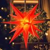 SUNBEAUTY 3 Pcs 9-Pointed White Paper Star Lanterns 12 Inch Hanging Lampshade Wedding Birthday Christmas Home Party Decoration(Red Waterproof)