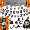 SUNBEAUTY Halloween Fireplace Decor 46pcs Halloween Table Decorations for Home Horror Party Decorations Indoor Halloween Banner Mantel Scarf,Table Runner,lampshade for Party Decor