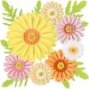 SUNBEAUTY Pack of 7 Hanging Paper Fans Collection Orange Paper Fans Home Party Photo Backdrop Decorations(Daisy Paper Flowers)