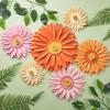 SUNBEAUTY Pack of 7 Hanging Paper Fans Collection Orange Paper Fans Home Party Photo Backdrop Decorations(Orange Pink Cream)