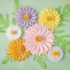 SUNBEAUTY Pack of 7 Hanging Paper Fans Collection Orange Paper Fans Home Party Photo Backdrop Decorations(Purple Pink Flowers)