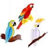 SUNBEAUTY Summer Luau Party Tropical Birds Parrot Honeycomb Beach Hawaiian Party Classroom Hanging Decorations Red White Blue 3 Pieces Parrot