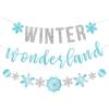 SUNBEAUTY Winter Wonderland Banners Silver Glittery Snowflake Banner Let It Snow Sign Banner Snowflake Christmas Hanging Decor for Holiday Wall Decor Winter Baby Shower Christmas Frozen Party Supplies(Winter Wonderland)