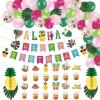 Tropical Balloons Garland Kit Summer Birthday Party Supplies Aloha Birthday Banner Summer Cupcake Toppers Pineapple Honeycomb Balls for Hawaiian Beach Pool Luau Birthday Party Supplies SUNBEAUTY