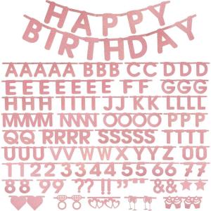 SUNBEAUTY 122 Pcs Customizable Letters Summer Banner Fruit Party DIY Banner for Luau Tiki Party Tropical Hawaiian Festival Favors Photo Backdrop Window Decor(Rosegold)
