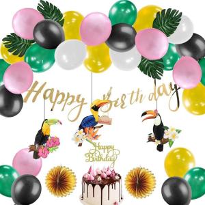 Summer Birthday Party Tropical Toucan Birds HangingSUNBEAUTY Decoration Balloons Garlands Cake Topper Hawaiian Beach Kids Birthday Luau Party Supplies